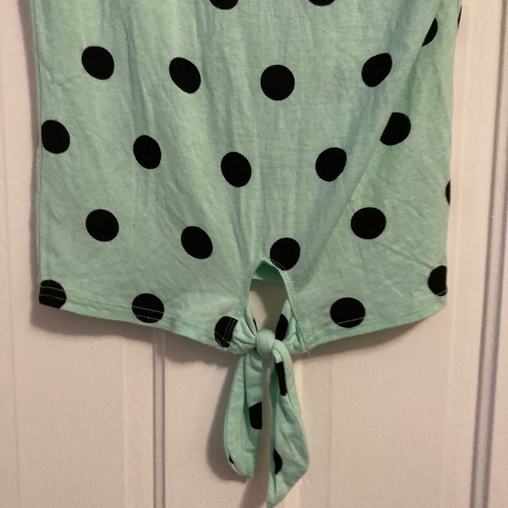 Retro mod polka dot tie mint blue green top 50s pinup Modcloth New Girl - Picture 2 of 6